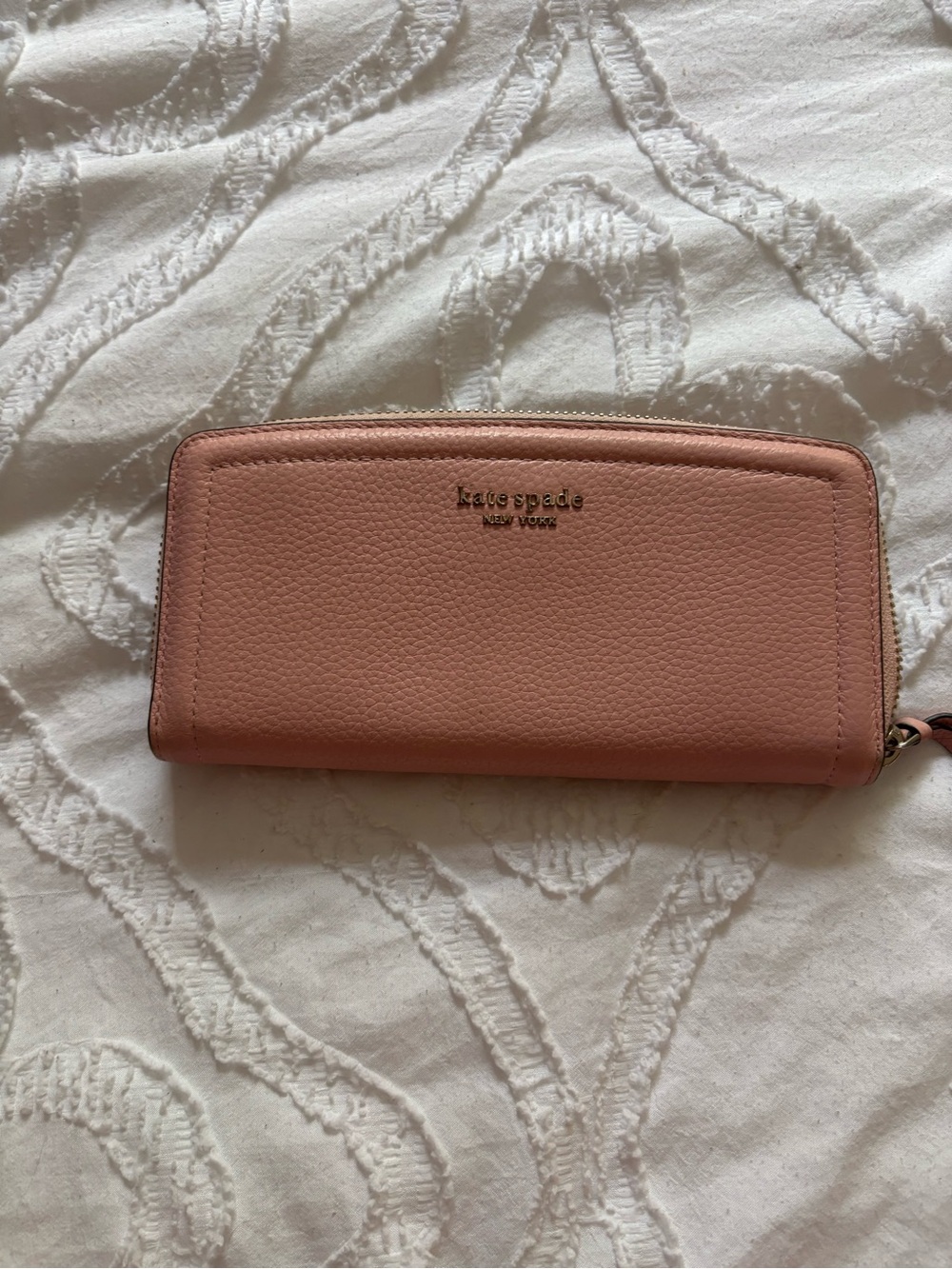 kate spade Blush Pink Pebbled Leather Zip Wallet